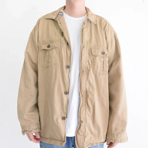 Vintage St John's Bay Tan Corduroy Button Up 100% Cotton  Utility Jacket Size XL